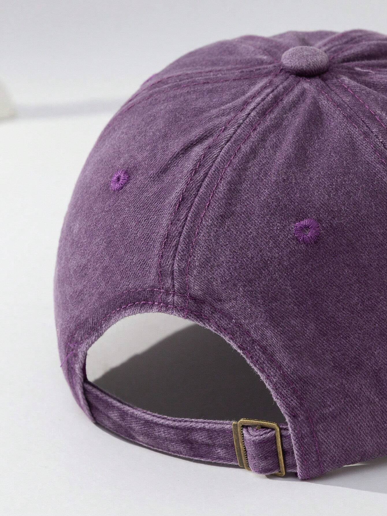1Pc Unisex Purple Fashionable Baseball Cap with Adjustable Cloth Strap and Washed Finish for Outdoor Activities Street