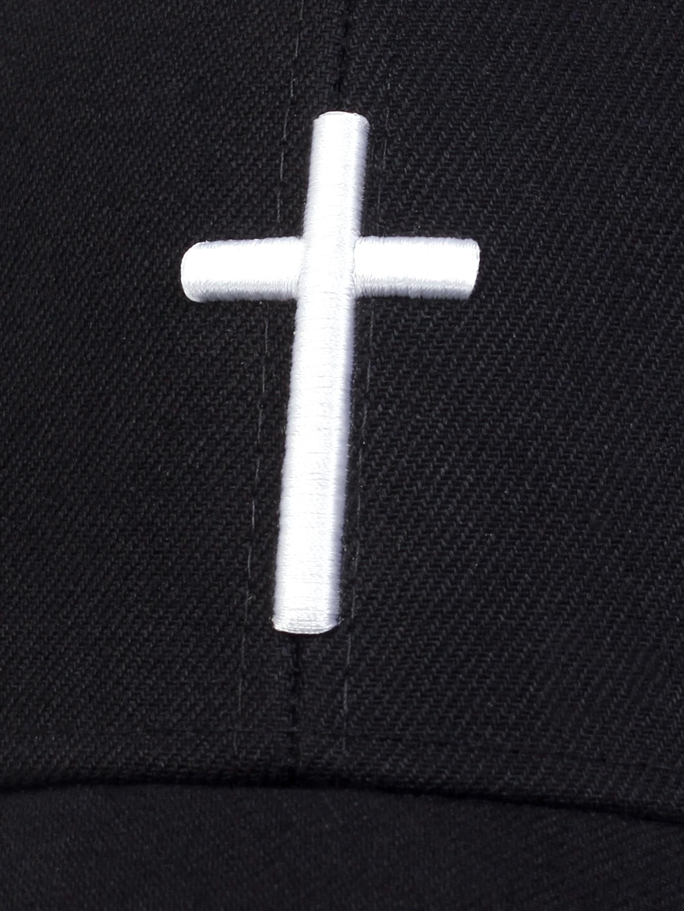 1Pc Men Cross Embroidered Baseball Cap for Spring and Autumn Daily Wear Casual