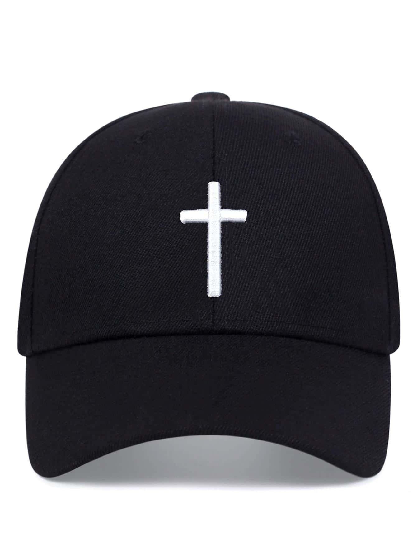 1Pc Men Cross Embroidered Baseball Cap for Spring and Autumn Daily Wear Casual