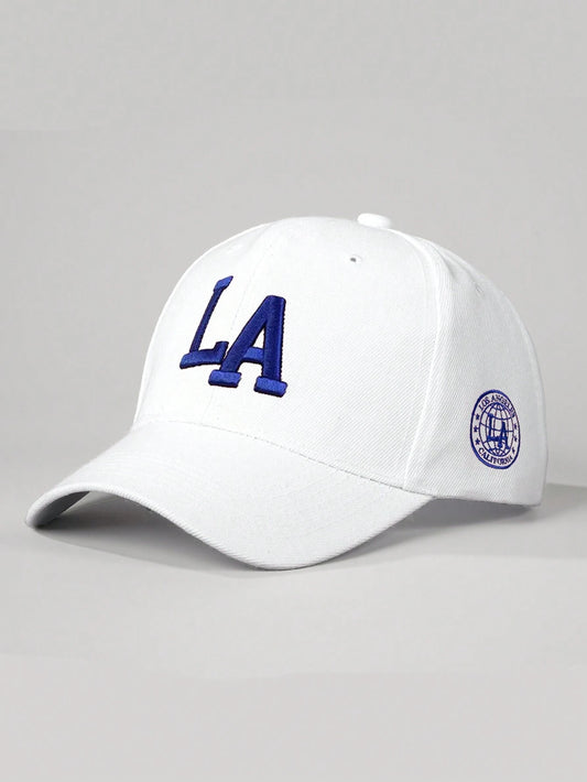 1Pc Embroidered "LA" Soft Top Slightly Curved Brim Baseball Cap, Adjustable Sun Protection Casual Hat, Suitable for Outdoor Spring & Autumn Travel, Beach Vacation, for Men & Women, Y2K Style