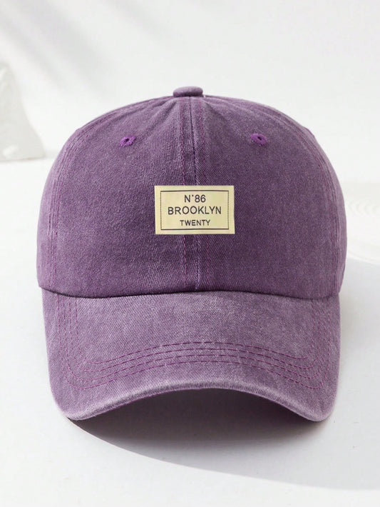 1Pc Unisex Purple Fashionable Baseball Cap with Adjustable Cloth Strap and Washed Finish for Outdoor Activities Street