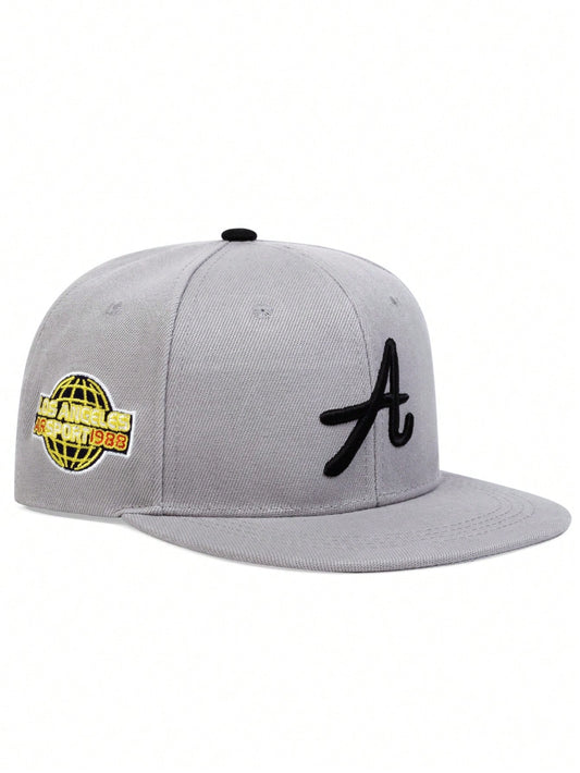 AR 1Pc Men'S Gothic Style Alphabet Embroidered Baseball Cap - Adjustable Sun Protection Sun Hat for Casual Outdoor Wear in Spring and Autumn Street