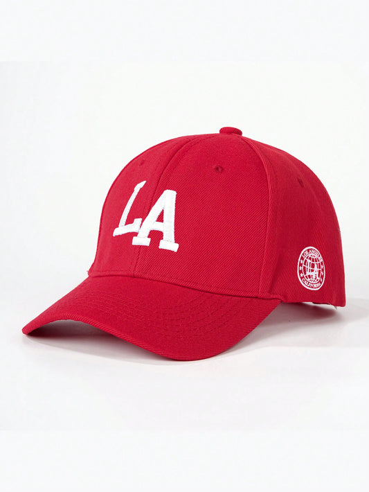 1Pc Embroidered LA Baseball Cap, Outdoor Sun Protection Soft Top Curved Brim Cap, Adjustable Lightweight Casual Hat for Spring Autumn Travel Beach, Suitable for Men Women Y2K Style Halloween