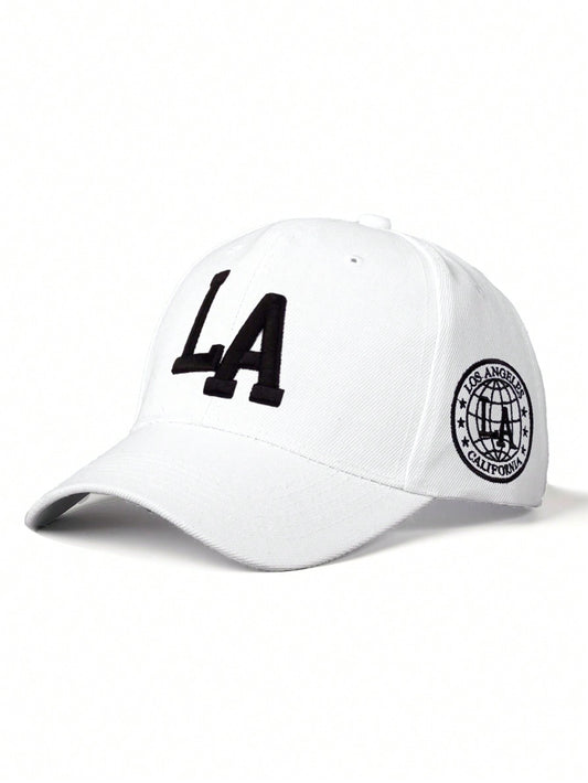 1Pc Embroidered LA Graphic Baseball Cap, Outdoor Soft Top Sun Visor Hat, Adjustable Brim for Men and Women, Spring Autumn Travel Beach Resort, Y2K Style