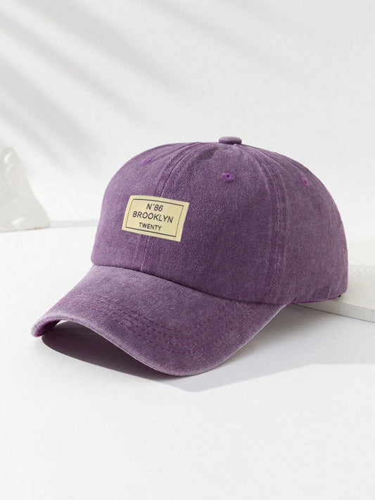 1Pc Unisex Purple Fashionable Baseball Cap with Adjustable Cloth Strap and Washed Finish for Outdoor Activities Street